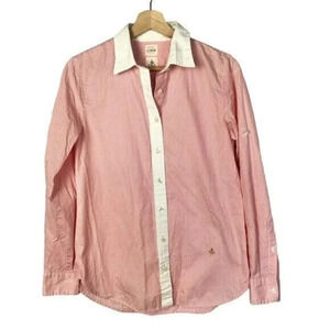 J. Crew The Washed Shirt Pink & White Stripe Long Sleeve Button Down 2